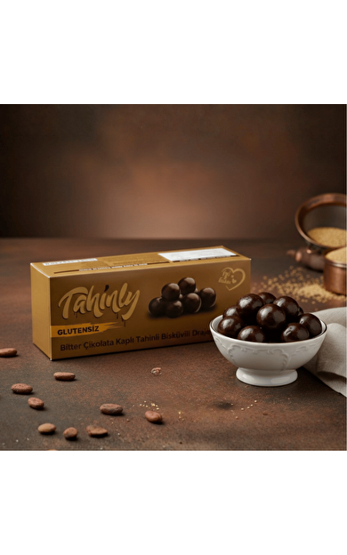 Tahinly Bitter Çikolata Kaplı Tahinli Bisküvili Draje 120 Gr